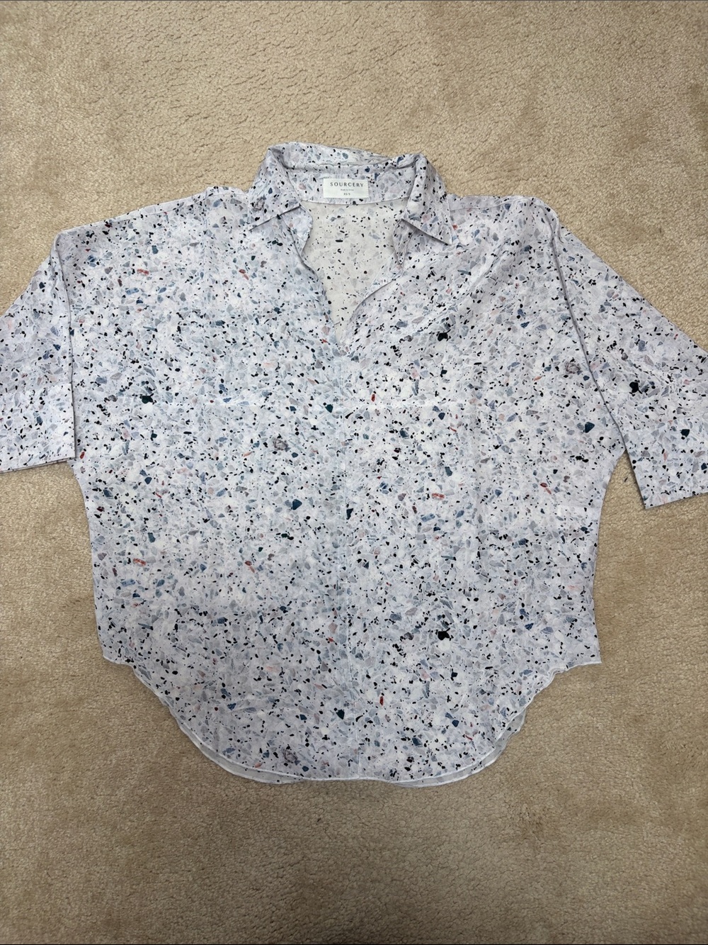 Light Gray Speckled Short-Sleeve Blouse